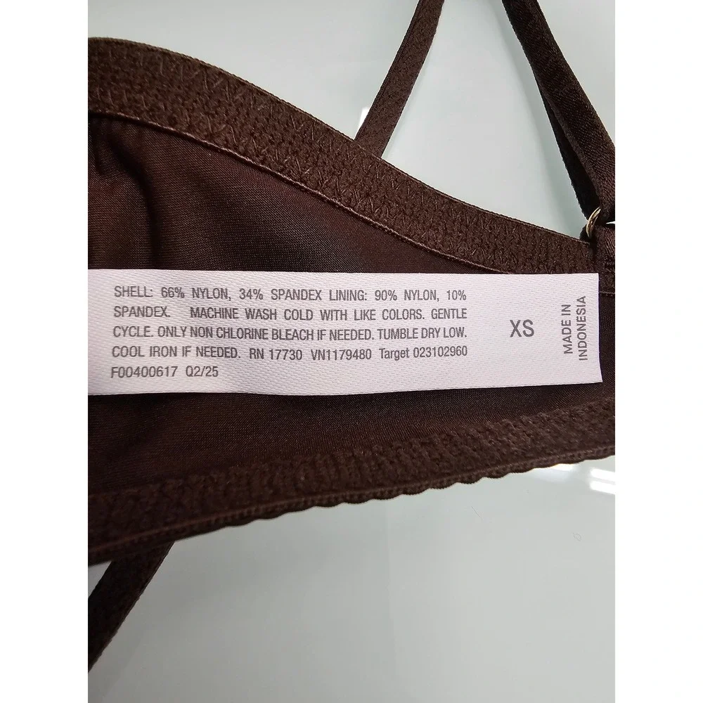 Auden Dark Brown Satin Bralette XS Adjustable Straps Wire-Free 023 10 2960‎